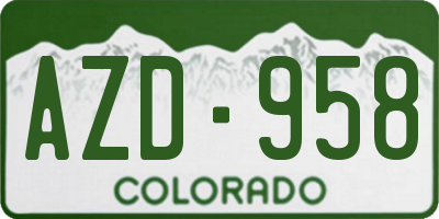 CO license plate AZD958