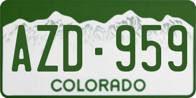 CO license plate AZD959