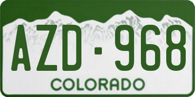 CO license plate AZD968