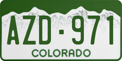 CO license plate AZD971