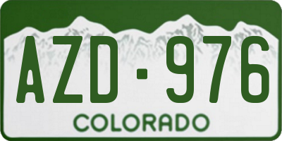 CO license plate AZD976