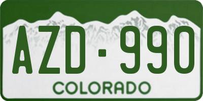 CO license plate AZD990