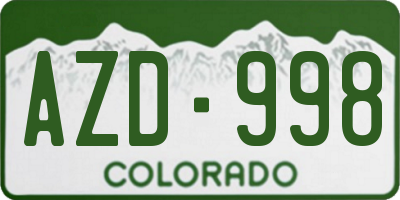 CO license plate AZD998