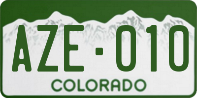 CO license plate AZE010
