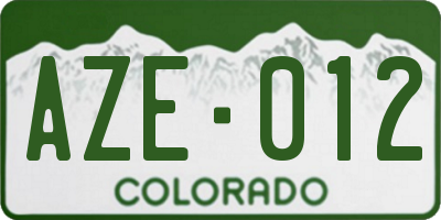 CO license plate AZE012