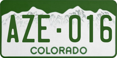 CO license plate AZE016