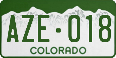 CO license plate AZE018