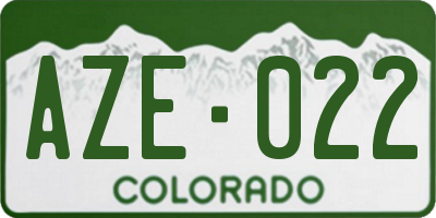 CO license plate AZE022