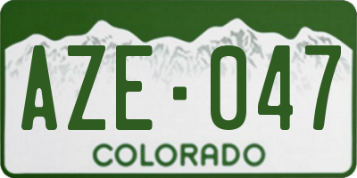 CO license plate AZE047
