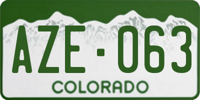 CO license plate AZE063