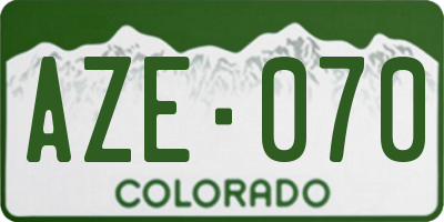 CO license plate AZE070