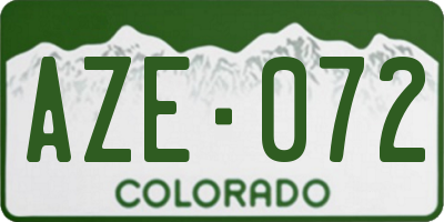 CO license plate AZE072