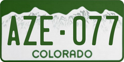 CO license plate AZE077