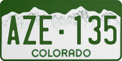 CO license plate AZE135