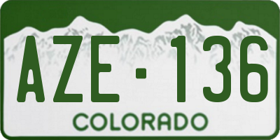 CO license plate AZE136