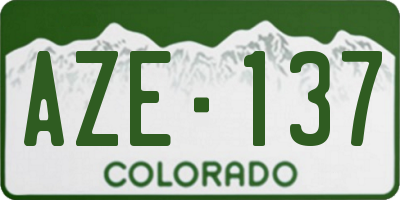 CO license plate AZE137