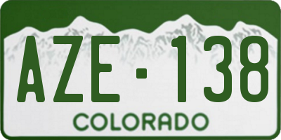 CO license plate AZE138