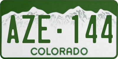CO license plate AZE144