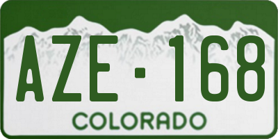 CO license plate AZE168