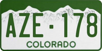 CO license plate AZE178