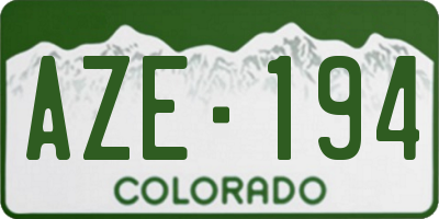 CO license plate AZE194