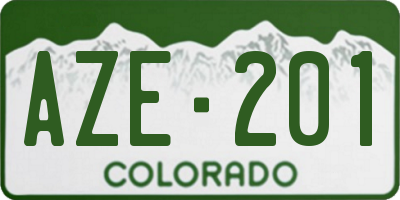 CO license plate AZE201