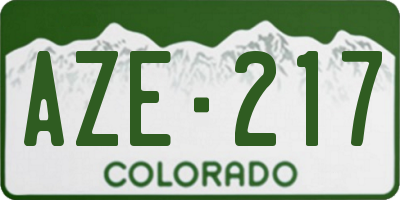 CO license plate AZE217
