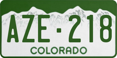 CO license plate AZE218