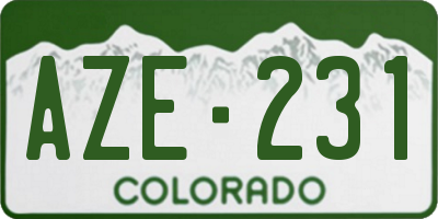 CO license plate AZE231