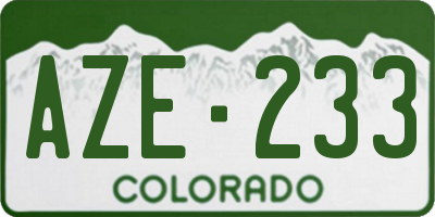 CO license plate AZE233