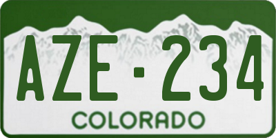 CO license plate AZE234