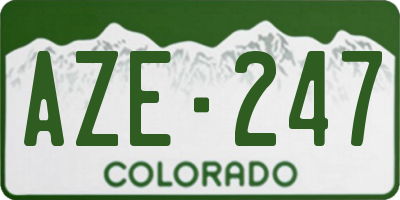 CO license plate AZE247