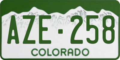 CO license plate AZE258