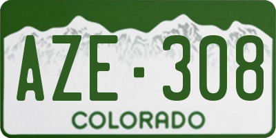 CO license plate AZE308
