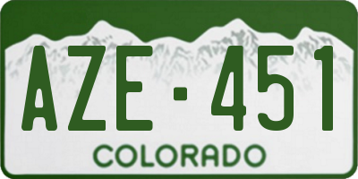 CO license plate AZE451