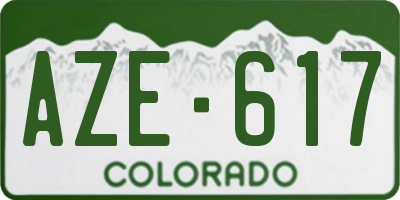 CO license plate AZE617