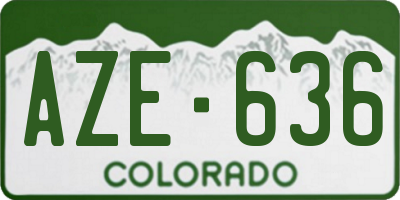 CO license plate AZE636