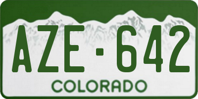 CO license plate AZE642