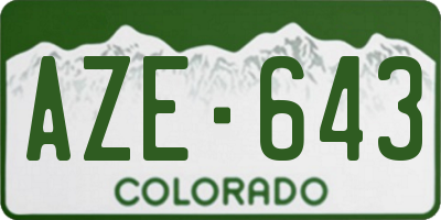 CO license plate AZE643