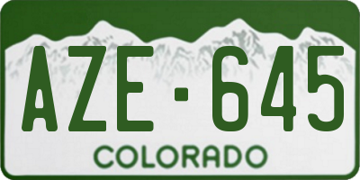 CO license plate AZE645