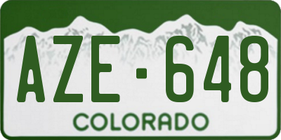 CO license plate AZE648