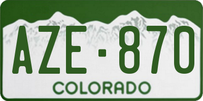 CO license plate AZE870