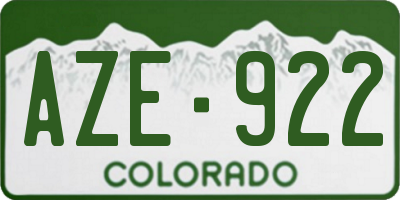 CO license plate AZE922