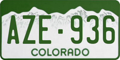 CO license plate AZE936