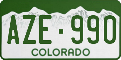 CO license plate AZE990