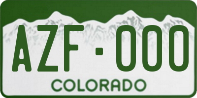 CO license plate AZF000