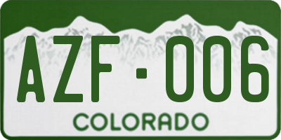 CO license plate AZF006