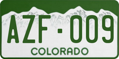CO license plate AZF009