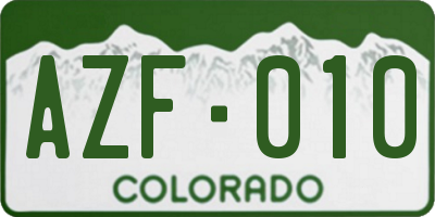 CO license plate AZF010