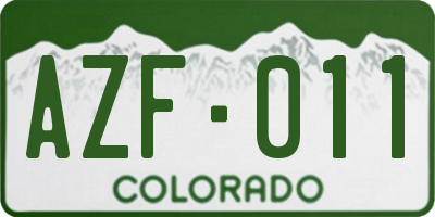 CO license plate AZF011